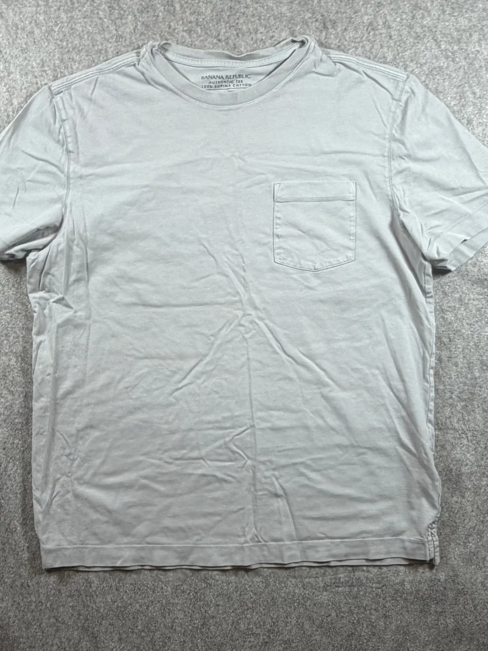 Banana Republic Men's Light Grey Crew Supima Cotton Pocket Tee